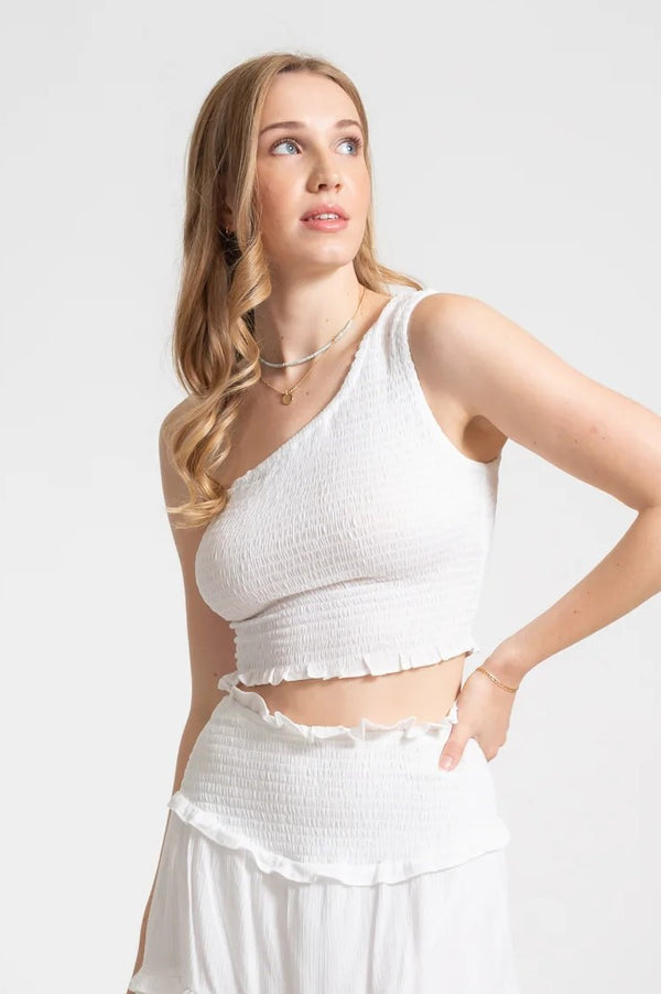 Koy Resort Miami Asymetrical Smocked Crop